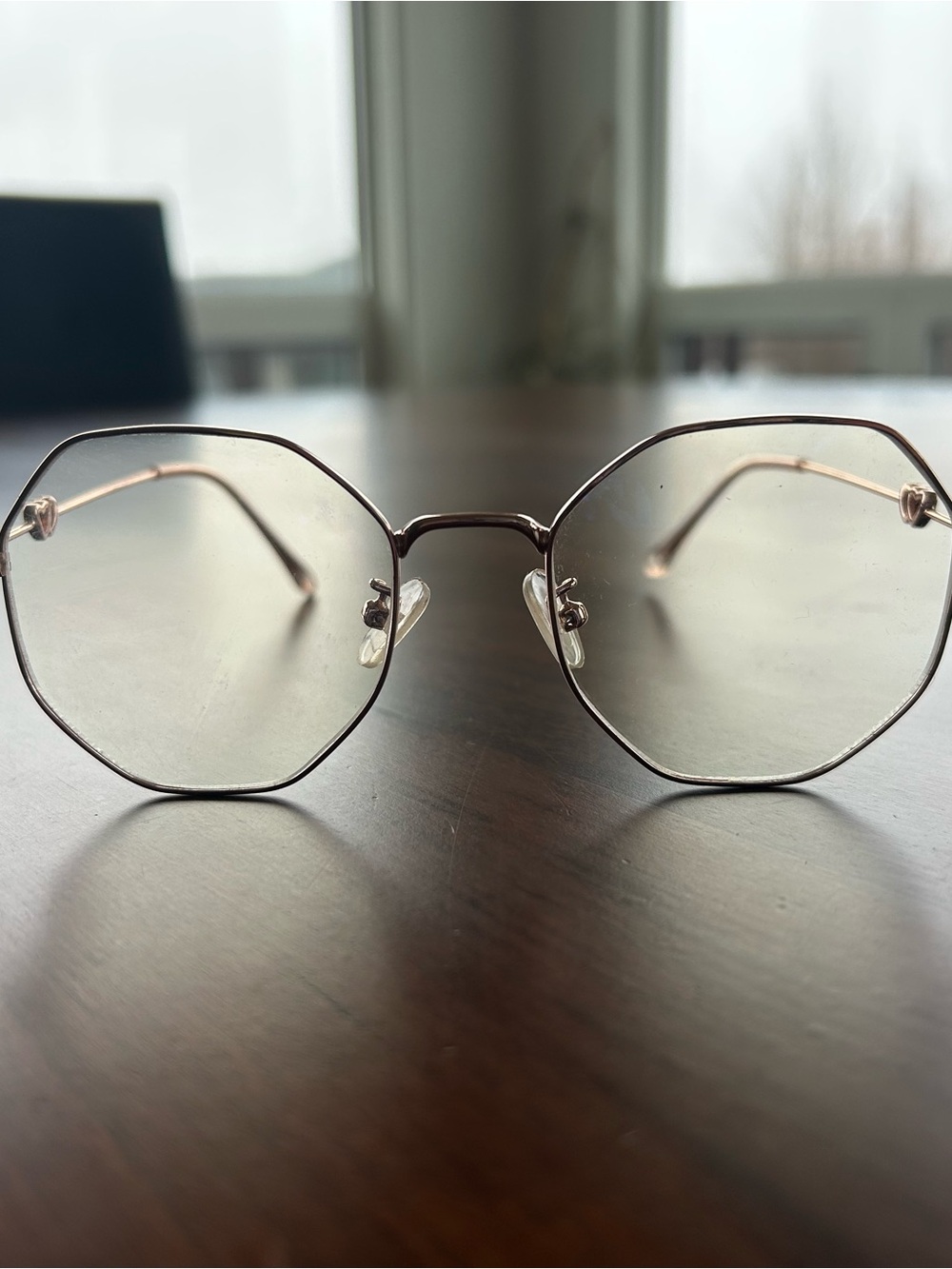 Gold Octagonal Non-prescription Glasses